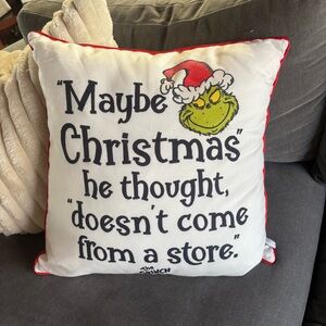 Dr. Seuss Grinch Holiday Pillow - White and Red 24x24